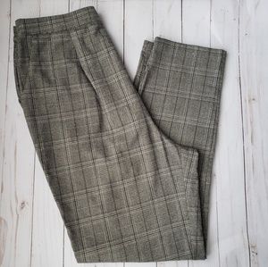 F21 Glen Check Plaid Tilden High-Waist Trousers